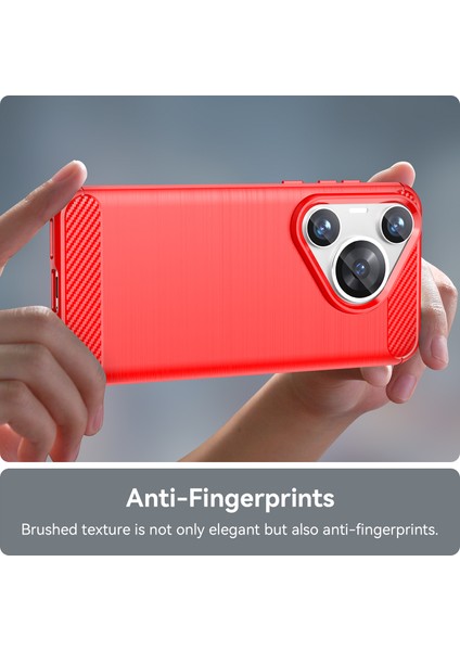 Huawei Pura 70 Pro/70 Pro+Kılıf Parmak Izi Önleyici Tpu Kapak Karbon Fiber Doku-Kırmızı (Yurt Dışından) indirimleri