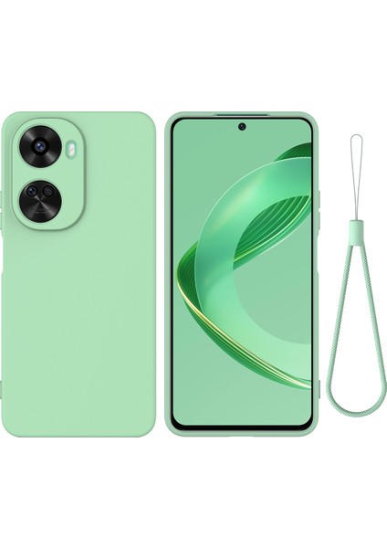 Huawei Nova 12 Se 4g/nova 11 Se Darbeye Dayanıklı Kılıf Sıvı Silikon Koruyucu Kılıf El Kayışı Ile-Yeşil (Yurt Dışından)
