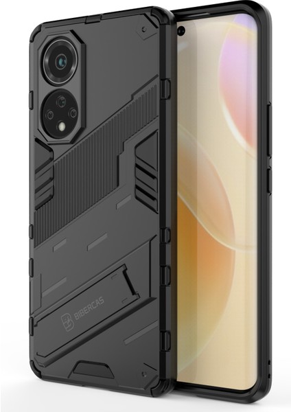 Kickstand Çizilmez Düşmez Şık Çift Katmanlı Sert Pc Yumuşak Tpu Sağlam Koruyucu Telefon Kılıfı Huawei Nova 9/honor 50-Siyah (Yurt Dışından) modelleri