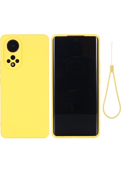 Huawei Nova 9/honor 50-Sarı Için Yumuşak Sıvı Silikon Çizilmez Mikrofiber Astarlı Koruyucu Kılıf Kayışlı (Yurt Dışından)