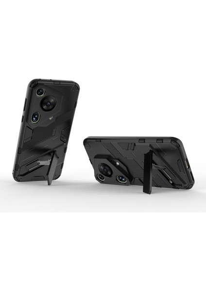 Huawei Pura 70 Ultra Kılıf Pc+Tpu Düşmeye Dayanıklı Telefon Kılıfı Katlanabilir Ayaklı-Siyah (Yurt Dışından) modelleri