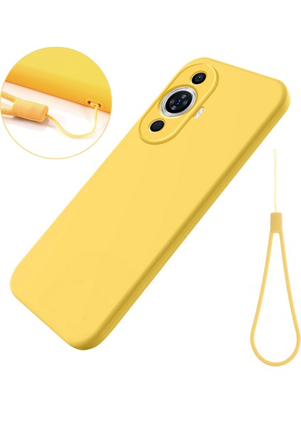 Huawei Nova 11 Pro/nova 11 Ultra Ince Uyumlu Kabuk Sıvı Silikon Telefon Kılıfı Yumuşak Astarlı Çizilmez Telefon Kılıfı-Sarı (Yurt Dışından)