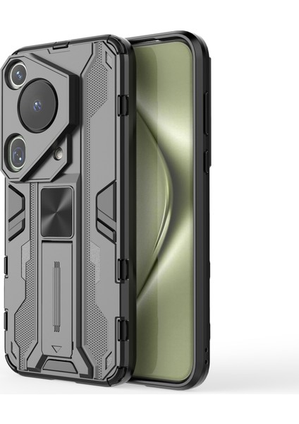 Huawei Pura 70 Ultra Kılıf Pc+Tpu Kickstand Düşmeye Karşı Telefon Kılıfı-Siyah (Yurt Dışından)