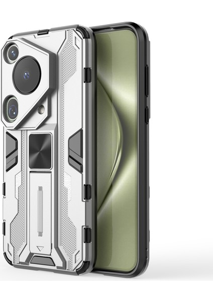 Huawei Pura 70 Ultra Kılıf Pc+Tpu Kickstand Düşmeye Karşı Telefon Kılıfı-Gümüş (Yurt Dışından)