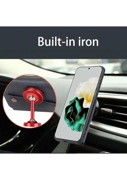 Huawei P60/P60 Pro Kickstand Kılıf Kart Tutucu Pu Deri Kaplamalı Tpu Telefon Kılıfı Araç Montaj Metal Levhası-Mavi (Yurt Dışından) fırsatları
