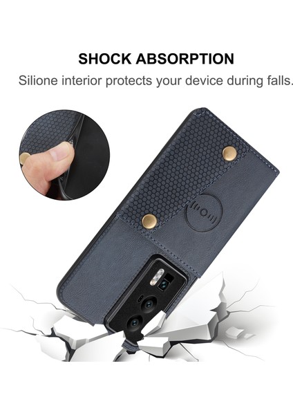 Huawei P60/P60 Pro Kickstand Kılıf Kart Tutucu Pu Deri Kaplamalı Tpu Telefon Kılıfı Araç Montaj Metal Levhası-Mavi (Yurt Dışından) indirimleri