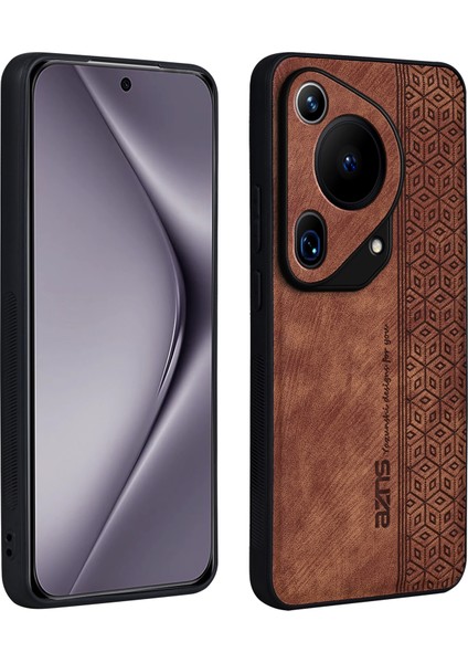 Azns Huawei Pura 70 Ultra Kılıf Pu Deri+Tpu Baskılı Desen Kaymaz Tutacak Telefon Kılıfı-Kahverengi (Yurt Dışından)