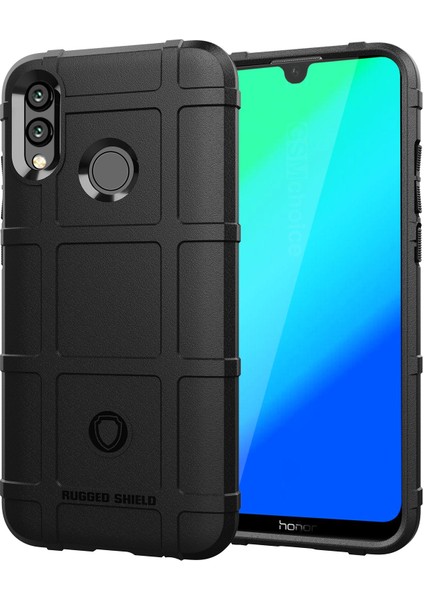 Darbeye Dayanıklı Kare Izgara Doku Yumuşak Tpu Cep Telefonu Kılıfı Huawei Honor 10 Lite/p Smart (2019)-SIYAH (Yurt Dışından)