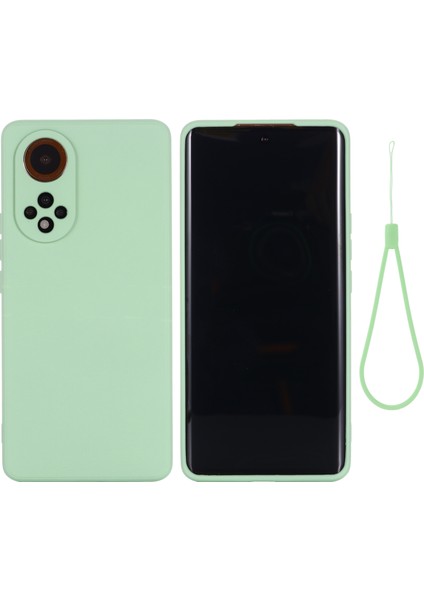 Huawei Nova 9 Pro/honor 50 Pro-Yeşil Için Kayışlı Yumuşak Sıvı Silikon Ince Uyumlu Mikrofiber Astarlı Koruyucu Telefon Kılıfı (Yurt Dışından)