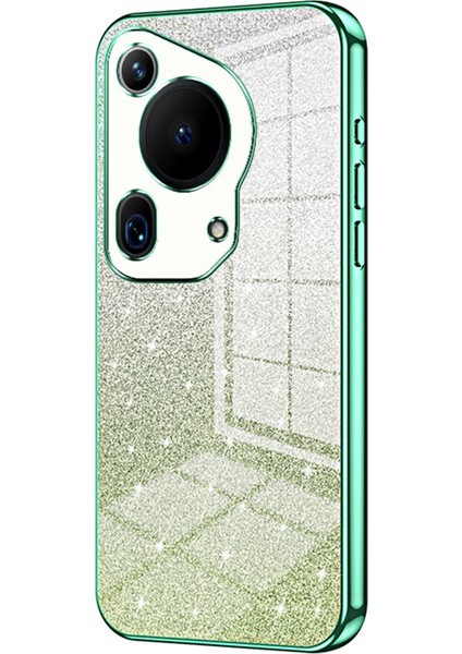 Huawei Pura 70 Ultra Kılıf Degrade Parıltılı Elektrokaplama Yumuşak Tpu Telefon Kılıfı-Yeşil (Yurt Dışından)