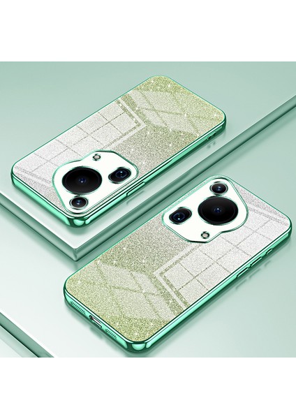 Huawei Pura 70 Ultra Kılıf Degrade Parıltılı Elektrokaplama Yumuşak Tpu Telefon Kılıfı-Yeşil (Yurt Dışından) indirimleri