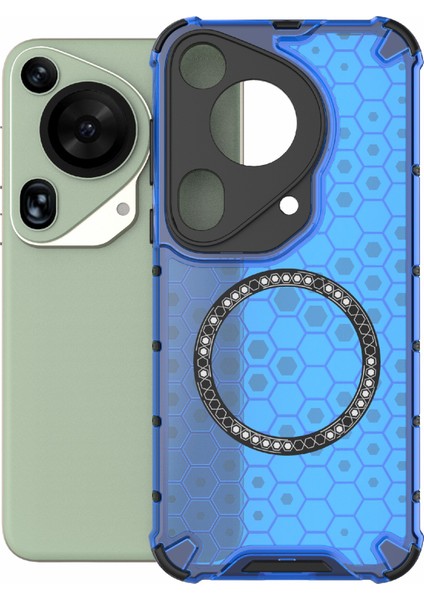 Huawei Pura 70 Ultra Kılıf Magsafe Honeycomb Tpu+Pc Telefon Kılıfı-Mavi ile Uyumlu (Yurt Dışından) modelleri