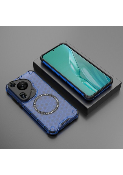 Huawei Pura 70 Ultra Kılıf Magsafe Honeycomb Tpu+Pc Telefon Kılıfı-Mavi ile Uyumlu (Yurt Dışından) indirimleri