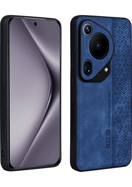 Azns Huawei Pura 70 Ultra Kılıf Pu Deri+Tpu Baskılı Desen Kaymaz Tutacak Telefon Kılıfı-Mavi (Yurt Dışından)