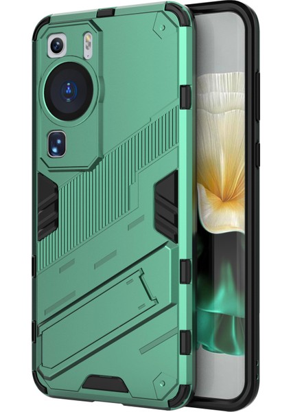 Huawei P60 Tpu+Pc Telefon Kılıfı Kickstand Koruyucu Telefon Kılıfı-Yeşil (Yurt Dışından)