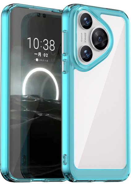 Huawei Pura 70 Koruyucu Kılıf Tpu Çerçeve Şeffaf Akrilik Telefon Kılıfı-Şeffaf Mavi (Yurt Dışından)