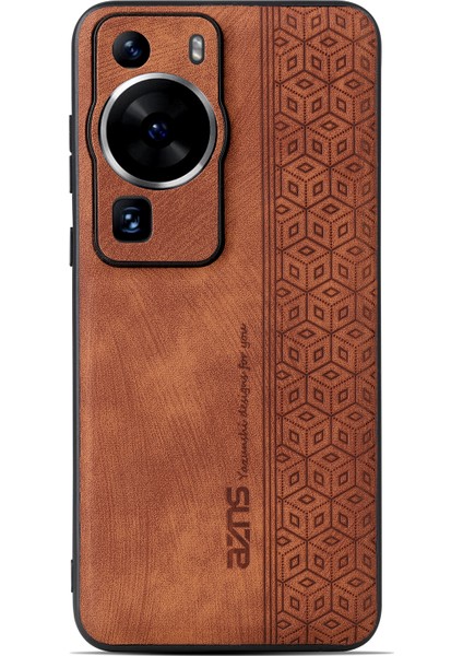 Azns Huawei P60/P60 Pro Için Arka Kabuk Baskılı Pu Deri Kaplamalı Tpu Kapak Telefon Kılıfı-Kahverengi (Yurt Dışından) fiyatları