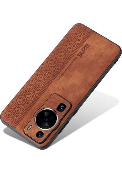 Azns Huawei P60/P60 Pro Için Arka Kabuk Baskılı Pu Deri Kaplamalı Tpu Kapak Telefon Kılıfı-Kahverengi (Yurt Dışından) modelleri