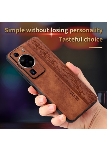 Azns Huawei P60/P60 Pro Için Arka Kabuk Baskılı Pu Deri Kaplamalı Tpu Kapak Telefon Kılıfı-Kahverengi (Yurt Dışından) fırsatları