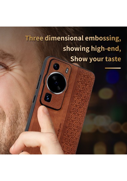 Azns Huawei P60/P60 Pro Için Arka Kabuk Baskılı Pu Deri Kaplamalı Tpu Kapak Telefon Kılıfı-Kahverengi (Yurt Dışından) indirimleri