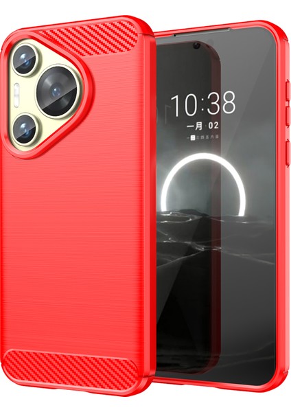 Huawei Pura 70 Kılıf Karbon Fiber Doku Tpu Telefon Kılıfı-Kırmızı (Yurt Dışından)