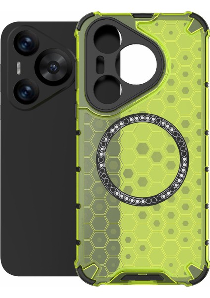 Huawei Pura 70 Manyetik Kılıf Tpu+Pc Petek Köşe Koruma Telefon Kılıfı-Yeşil (Yurt Dışından) modelleri