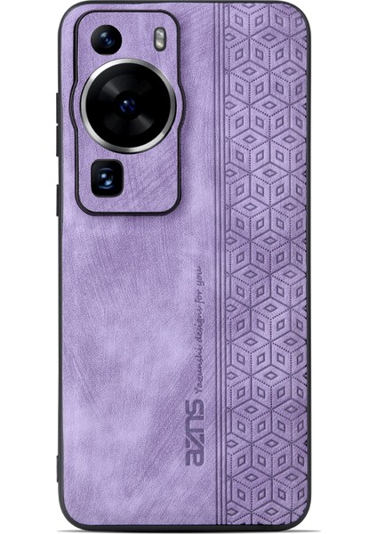 Azns Huawei P60/P60 Pro Için Arka Kabuk Baskılı Pu Deri Kaplamalı Tpu Kapak Telefon Kılıfı-Mor (Yurt Dışından) modelleri