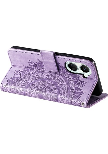 Huawei Nova 10 Se 4g Darbeye Dayanıklı Baskılı Mandala Çiçek Telefon Kılıfı Düşmeye Karşı Cüzdan Standı Askılı Kapak-Mor (Yurt Dışından) fırsatları