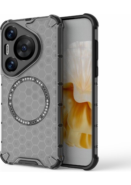 Huawei Pura 70 Pro/70 Pro+Honeycomb Kılıf Ince Tpu+Pc Telefon Kılıfı Magsafe-Gri ile Uyumlu (Yurt Dışından)