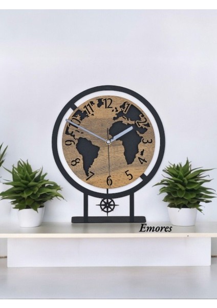 22X27 cm Siyah Ceviz Metal Sarkaçlı Dekoratif Masa Saati fiyatları