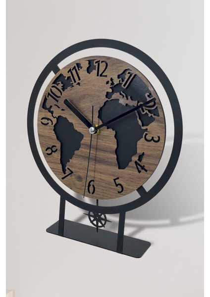 22X27 cm Siyah Ceviz Metal Sarkaçlı Dekoratif Masa Saati modelleri