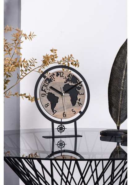 22X27 cm Siyah Ceviz Metal Sarkaçlı Dekoratif Masa Saati fırsatları