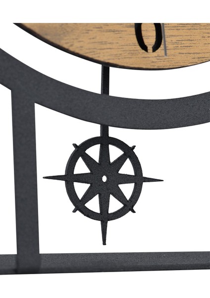 22X27 cm Siyah Ceviz Metal Sarkaçlı Dekoratif Masa Saati