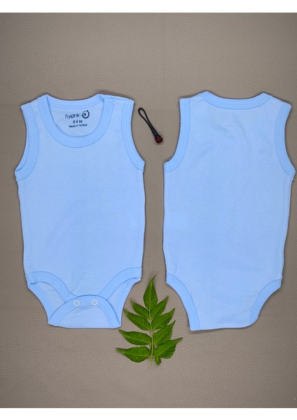 %100 Pamuklu 5li Mavi Bebek Çıtçıtlı Body Atlet