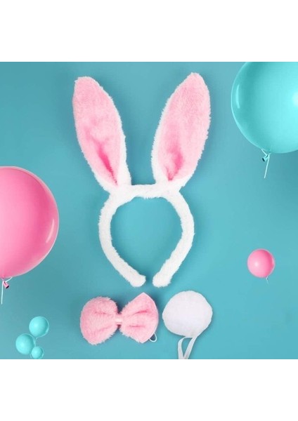 Tavşan Kostüm Seti Taç Papyon Kuyruk Pembe Renk modelleri