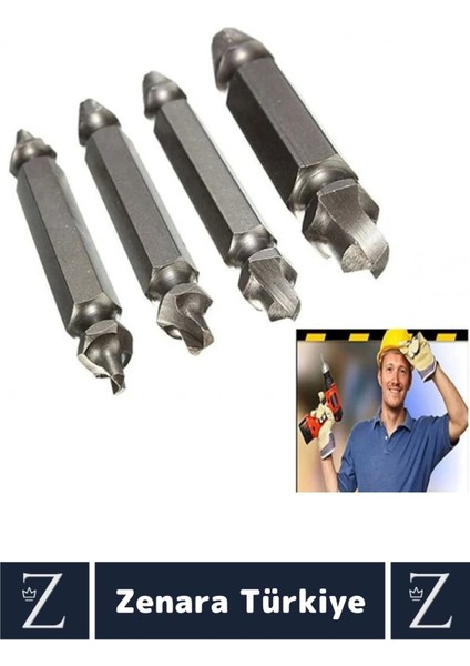Dayanıklı Matkap Tornavida Uyumlu Hasarlı Paslı Kırık Yamuk Vida Sökme Çıkarma 4 Farklı Uçlu Set modelleri