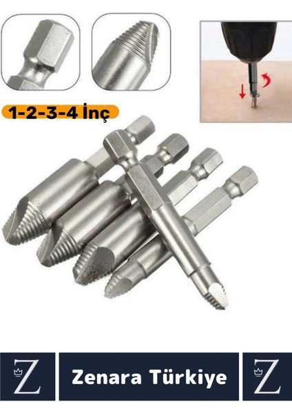 Dayanıklı Matkap Tornavida Uyumlu Hasarlı Paslı Kırık Yamuk Vida Sökme Çıkarma 4 Farklı Uçlu Set fırsatları
