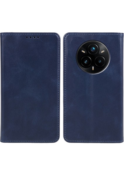 Realme 14 Pro+5g Kılıf Güçlü Manyetik Pu Deri Telefon Kılıfı Buzağı Dokusu-Mavi (Yurt Dışından)