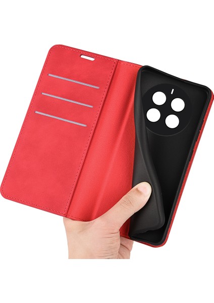Realme 12 4g/12+5g Kılıf Cüzdan Pu Deri Stand Telefon Kılıfı Manyetik Otomatik Kapanma-Kırmızı (Yurt Dışından) fiyatları