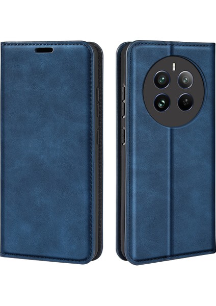 Realme 12 4g/12+5g Kılıf Cüzdan Pu Deri Stand Telefon Kılıfı Manyetik Otomatik Kapanma-Mavi (Yurt Dışından)