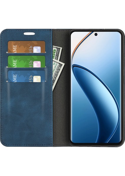 Realme 12 4g/12+5g Kılıf Cüzdan Pu Deri Stand Telefon Kılıfı Manyetik Otomatik Kapanma-Mavi (Yurt Dışından) modelleri