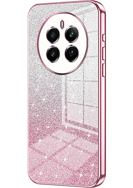 Realme 12 4g/12+5g Gradient Glitter Cep Telefonu Kılıfları Elektrokaplamalı Düşmeye Dayanıklı Tpu Kabuk-Pembe (Yurt Dışından)