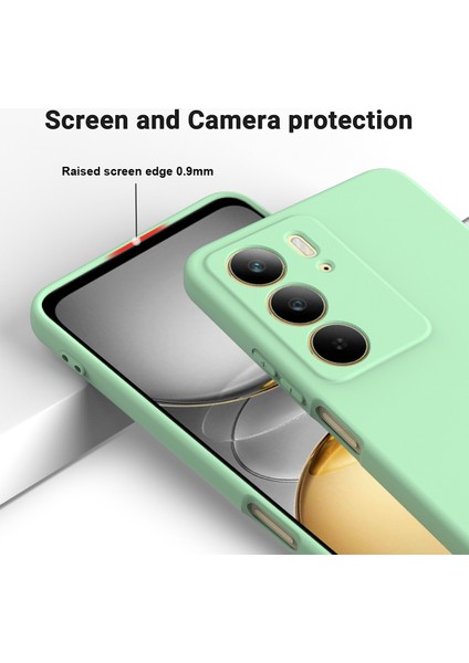 Realme C75X Sıvı Silikon Kılıf Telefon Arka Kapağı El Kayışı-Yeşil (Yurt Dışından) modelleri