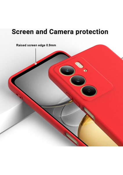 Realme C75X Sıvı Silikon Kılıf Telefon Arka Kapağı El Kayışı Ile-Kırmızı (Yurt Dışından) modelleri