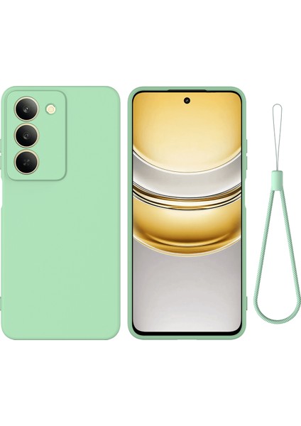 Realme V60 Pro 5g/realme 14X(HINDISTAN)5G Sıvı Silikon Kılıf Telefon Arka Kapağı El Kayışı Ile-Yeşil (Yurt Dışından)