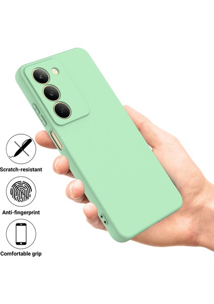 Realme V60 Pro 5g/realme 14X(HINDISTAN)5G Sıvı Silikon Kılıf Telefon Arka Kapağı El Kayışı Ile-Yeşil (Yurt Dışından)