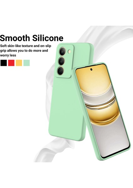 Realme V60 Pro 5g/realme 14X(HINDISTAN)5G Sıvı Silikon Kılıf Telefon Arka Kapağı El Kayışı Ile-Yeşil (Yurt Dışından)