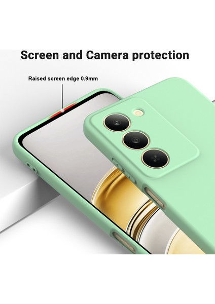 Realme V60 Pro 5g/realme 14X(HINDISTAN)5G Sıvı Silikon Kılıf Telefon Arka Kapağı El Kayışı Ile-Yeşil (Yurt Dışından)
