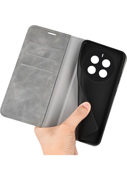 Realme 12 4g/12+5g Kılıf Cüzdan Pu Deri Stand Telefon Kılıfı Manyetik Otomatik Kapanma-Gri (Yurt Dışından) fiyatları