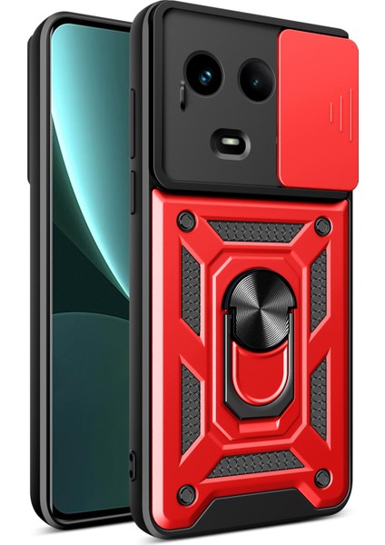 Realme 11X 5g/11 5g(Global)Kılıf Sürgülü Lens Koruyucu Pc+Tpu Halka Destekli Telefon Kılıfı-Kırmızı (Yurt Dışından)